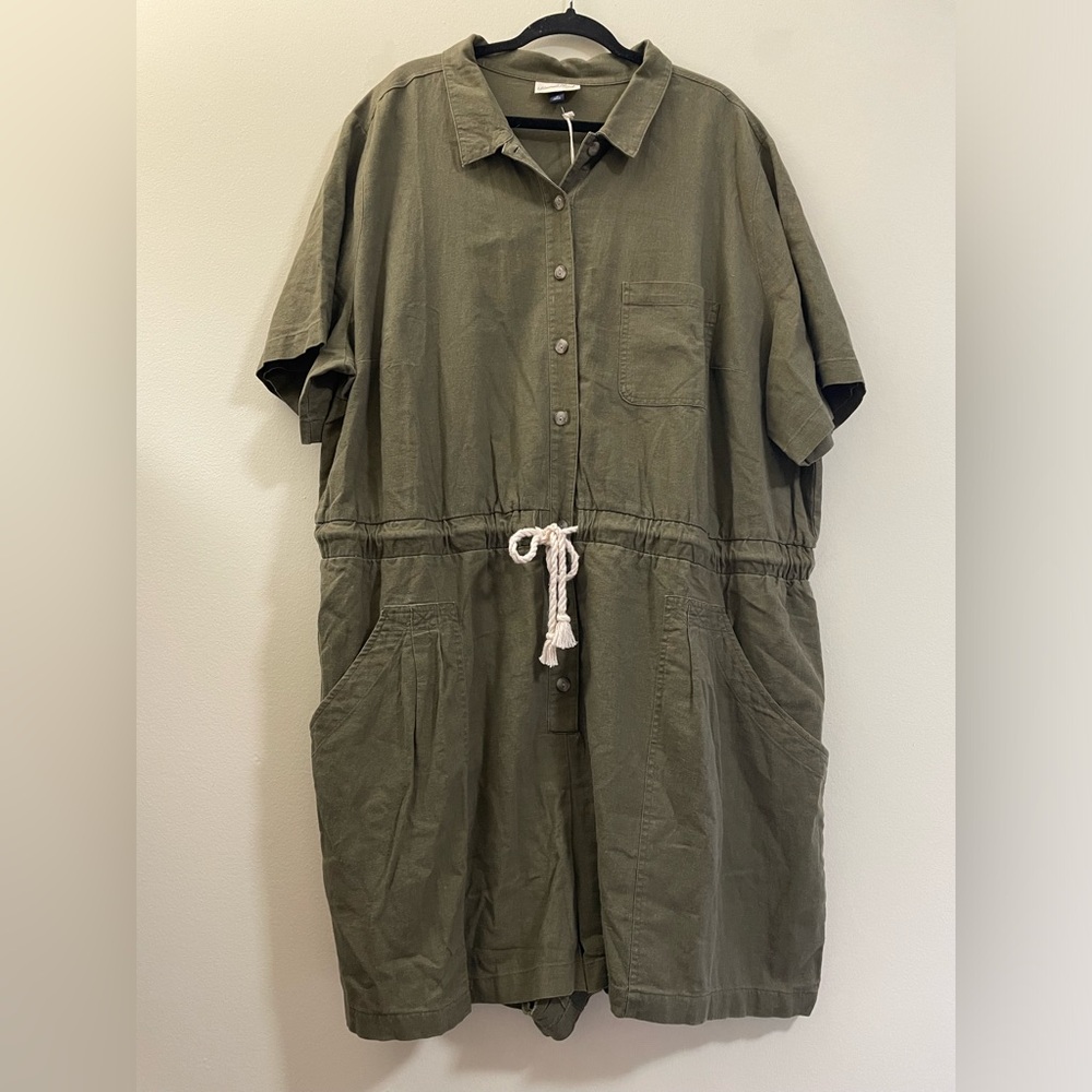 NWT Universal Thread Linen Blend Summer Romper in army green‎ - 3X - Picture 17 of 17